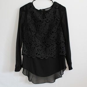 Black sheer lace blouse w/thick lave design fall